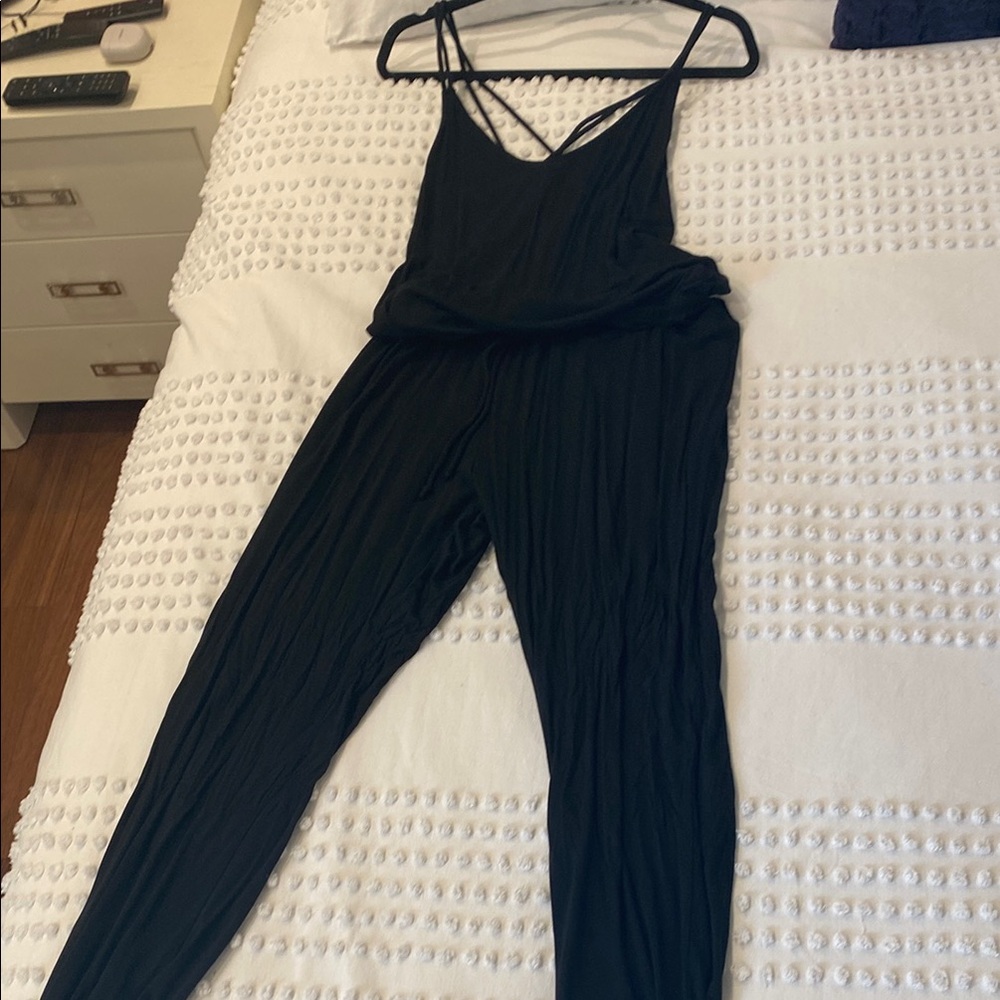 GAP Black Strappy Jumpsuit with Relaxed Silhouette